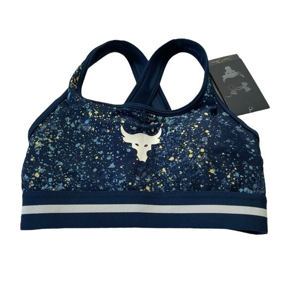 Under Armour Womens Sports Cross Back Bra Size XS Project Rock Compression Navy - Picture 3 of 10